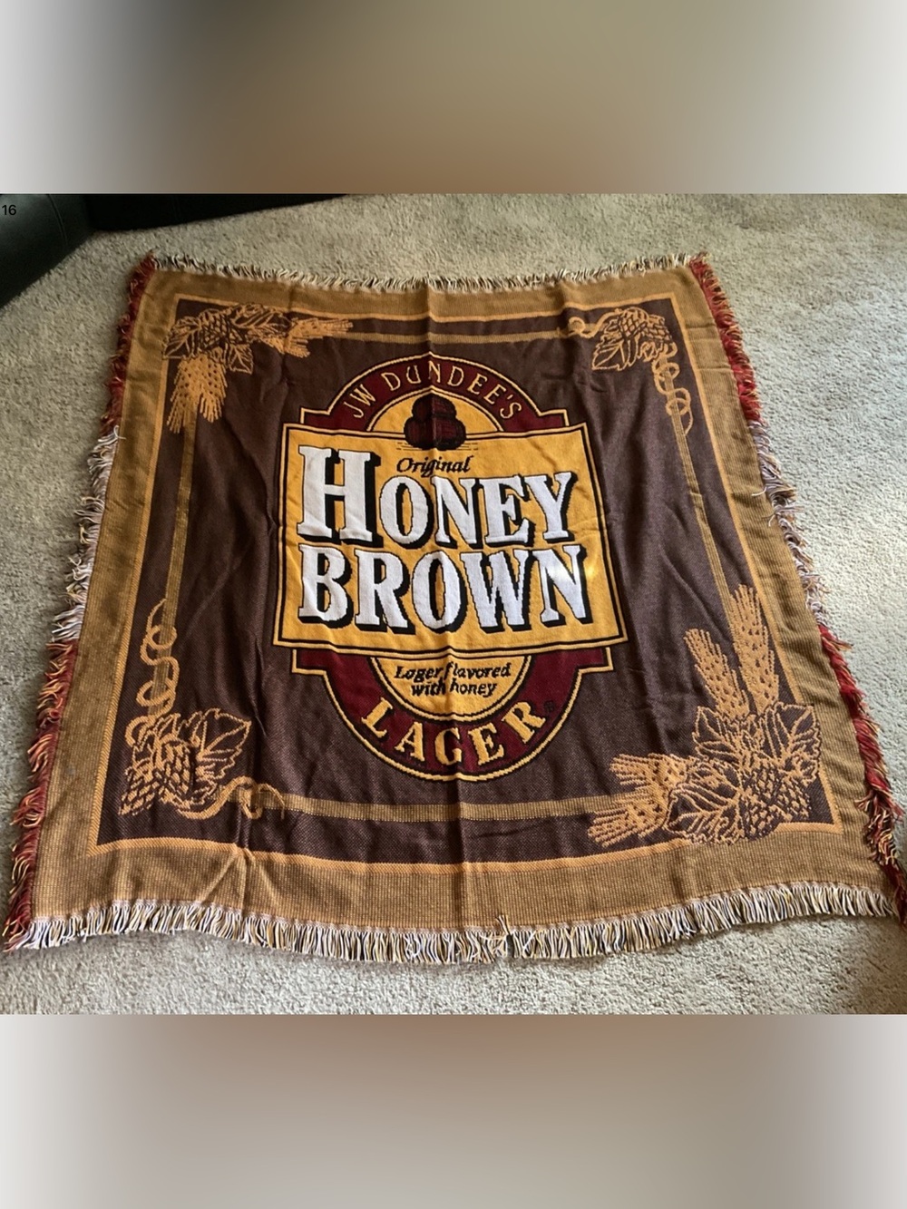 Old Stock JW DUNDEE’S ORIGINAL HONEY BROWN LAGER Blanket/Throw 5x4’ NIB